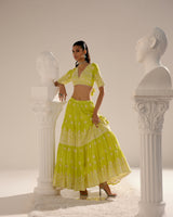 Neon Green Ambi Lehenga with Embroidered Dupatta