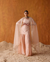 Blush Pink SK-BK all-over Embroidered Straight Sharara with Dupatta