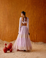 Lavender Tower Lehenga with Embroidered Dupatta