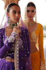 Purple Tower Lehenga with Embroidered Dupatta