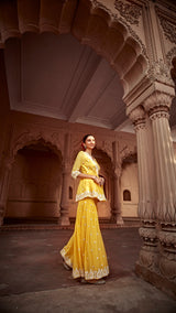 Yellow Temple Peplum Sharara