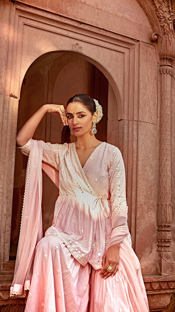 Blush Pink All Three Peplum Sharara