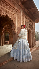 Ice Blue All Three Lehenga with Embroidered Dupatta